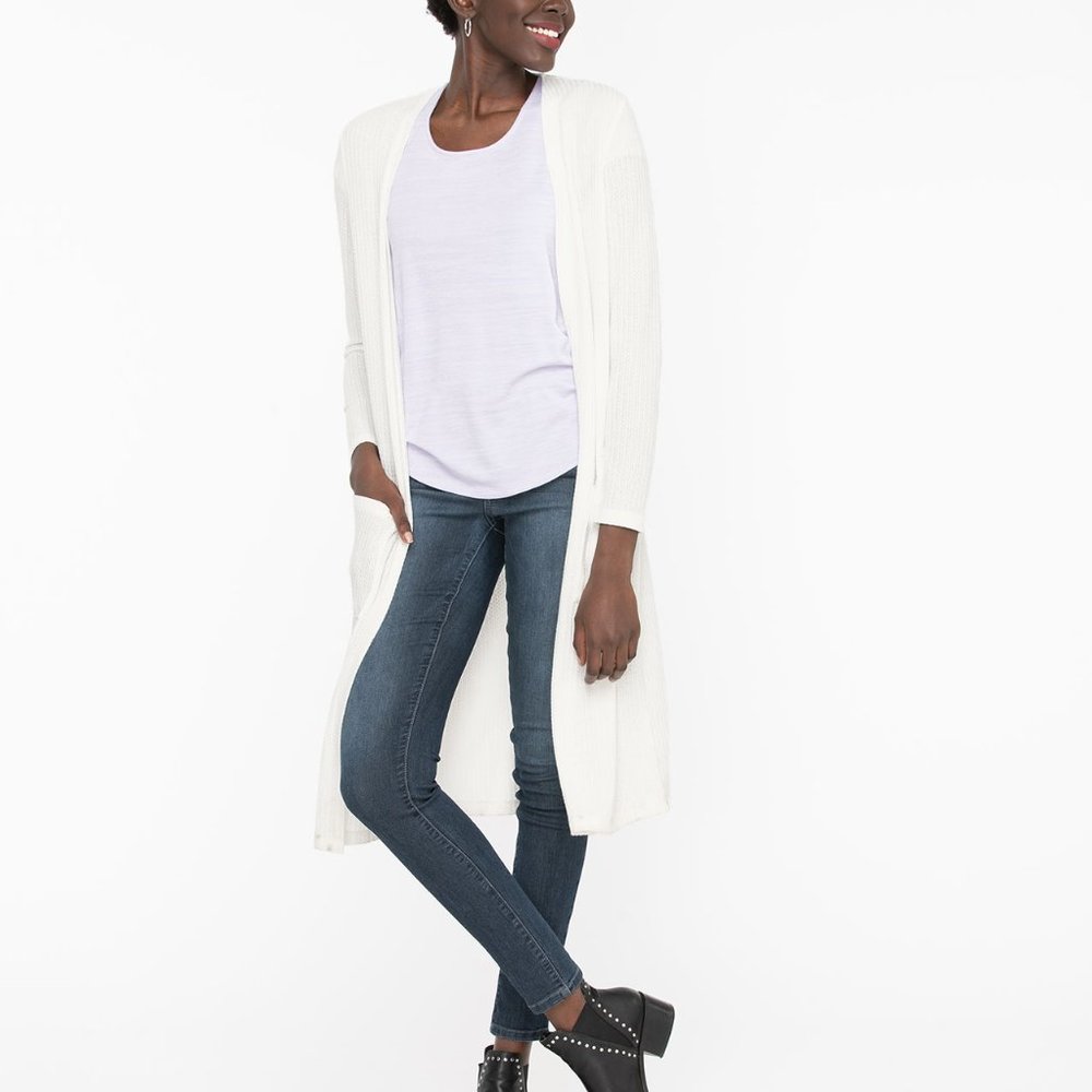 Rickis white waffle knit cardi duster.